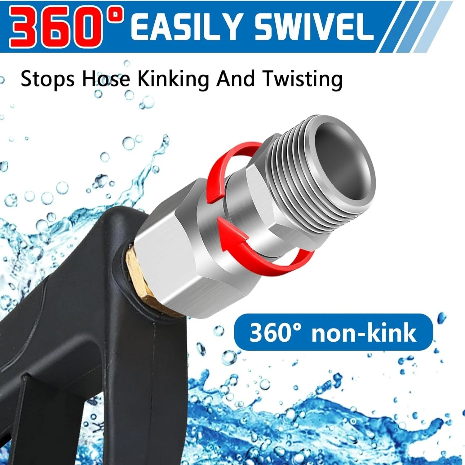 Tangle-Free Joint Adapter For High Pressure Wash Gun & Hose M22 G3/8 NPT3/8 NP1/4 360 Degree Swivel Connector view 4
