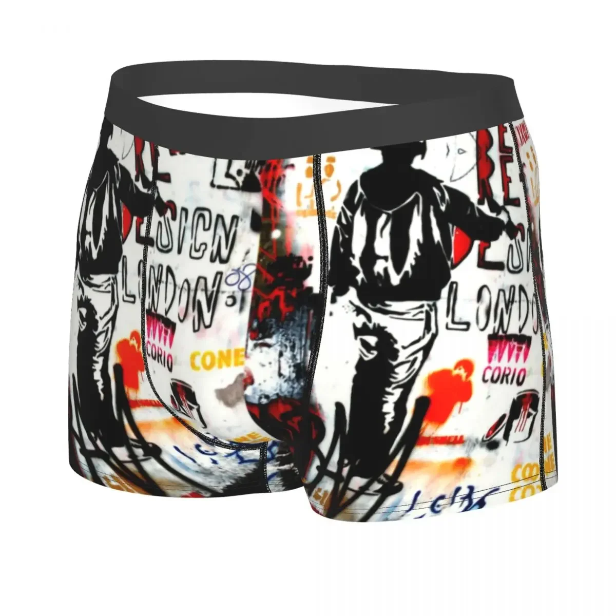 Male Funny Redesign London Banksy Underwear Street Art Graffiti Boxer Briefs Soft Shorts Panties Underpants