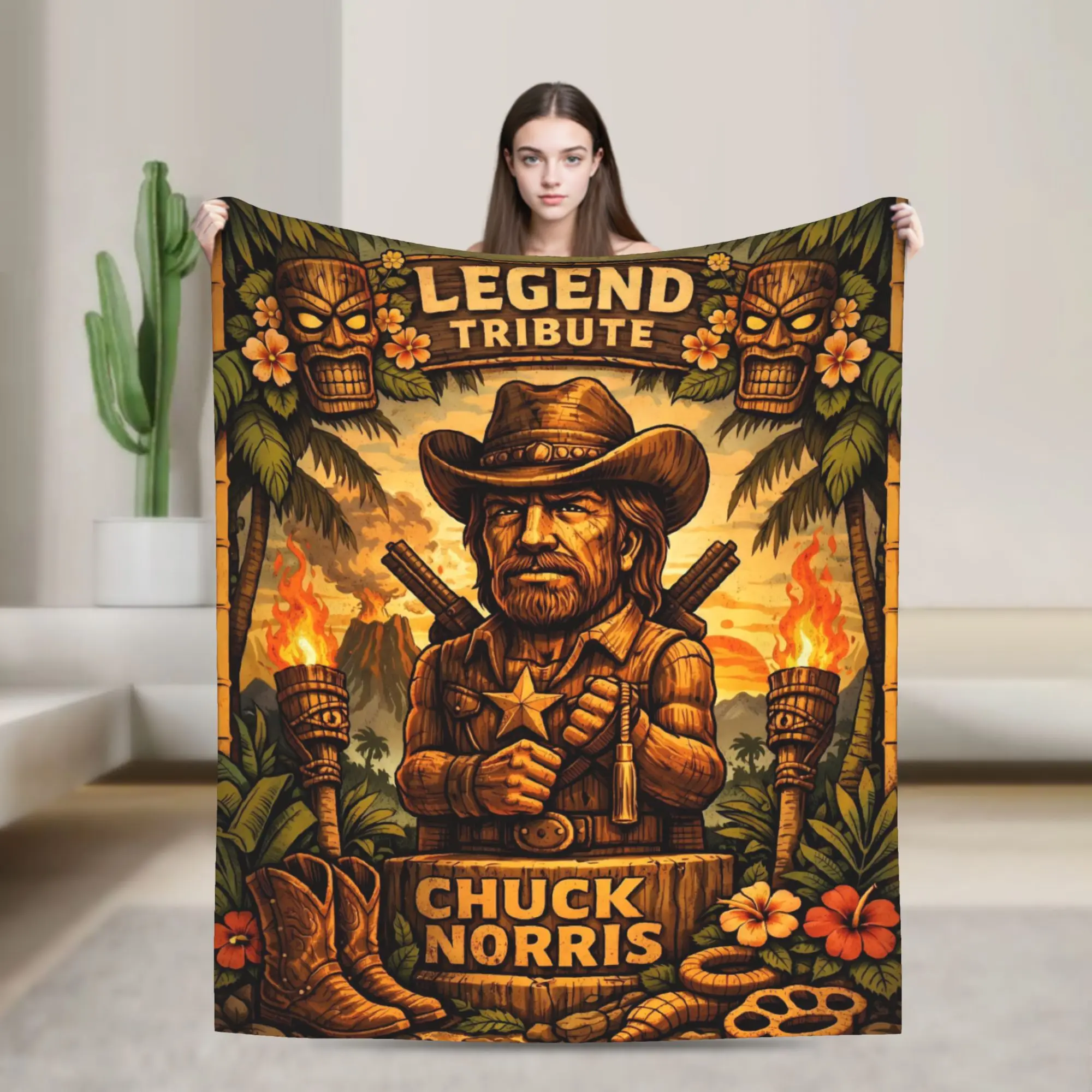 

Chuck Norris Warm Blanket Camping Plush Throw Blanket Pattern Couch Chair Flannel Bedspread Sofa Bed Cover