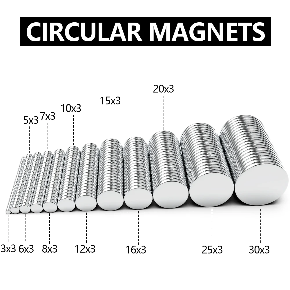 Super Strong Magnet 3x3/5x3/6x3/7x3/8x3/10x3/12x3/15x3/20x3mm N35 Round Magnetic NdFeB Neodymium magnet Powerful Disc imanes