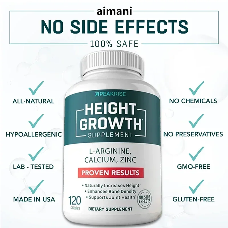 Height Supplement - Helps Bone Strengthening and Growth - Natural Height Increase, Calcium Zinc Supplement