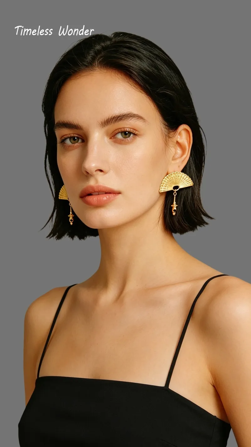 Timeless Wonder Retro Geo Fan Stud Earrings for Women Designer Jewelry Trendy Sweet Gift Rare Top Vintage Style 3376