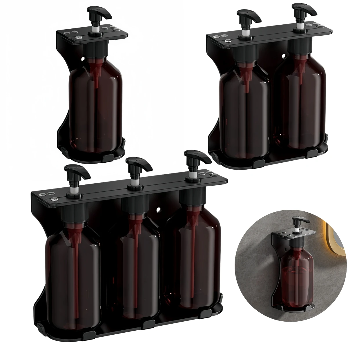 

Wall Mounted Manual Soap Dispenser Shampoo Shower Gel Pump Bottle With Holder Dispenser Bottle Holder With Pump Bottle