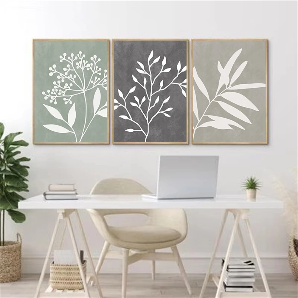 

Vintage Sage Green Plant Leaves Posters And Prints Pictures Nordic Wall Art Canvas Painting Modern Living Room Decoration Mural