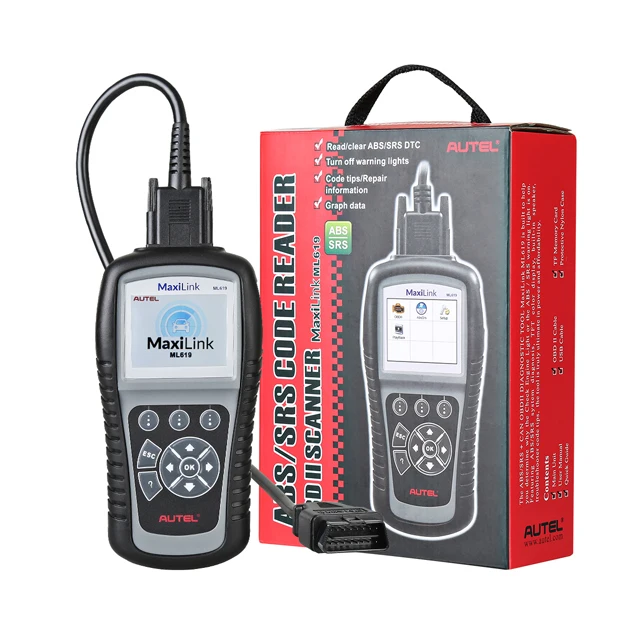 MaxiLink ML619 Автомобильный диагностический инструмент Считыватель кодов ABS SRS Автоматический сканер