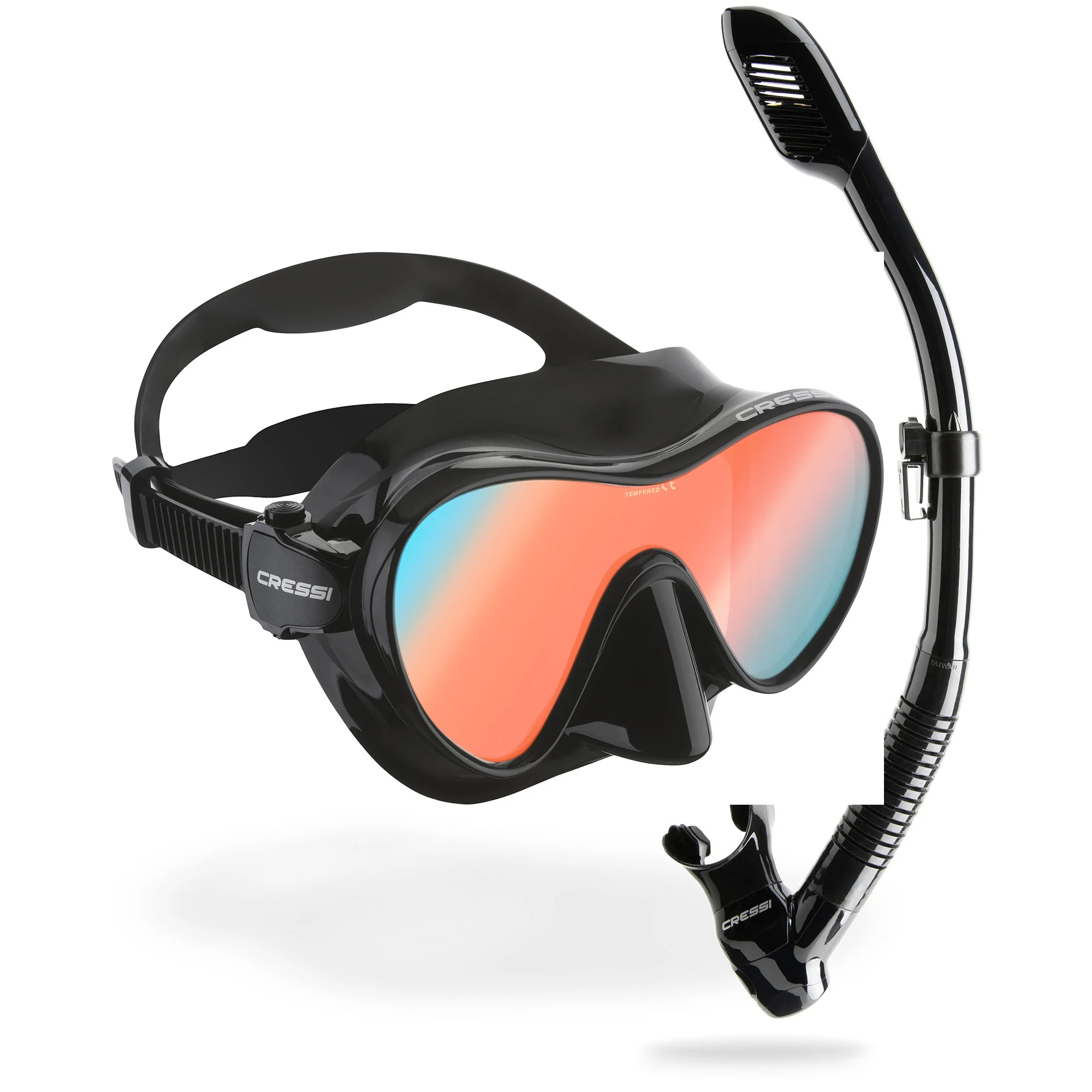 

F1 Ultravision YDS2821 Blue Lenses Dry Black Diving Masks with Blue Inner Surface Made in Taiwan