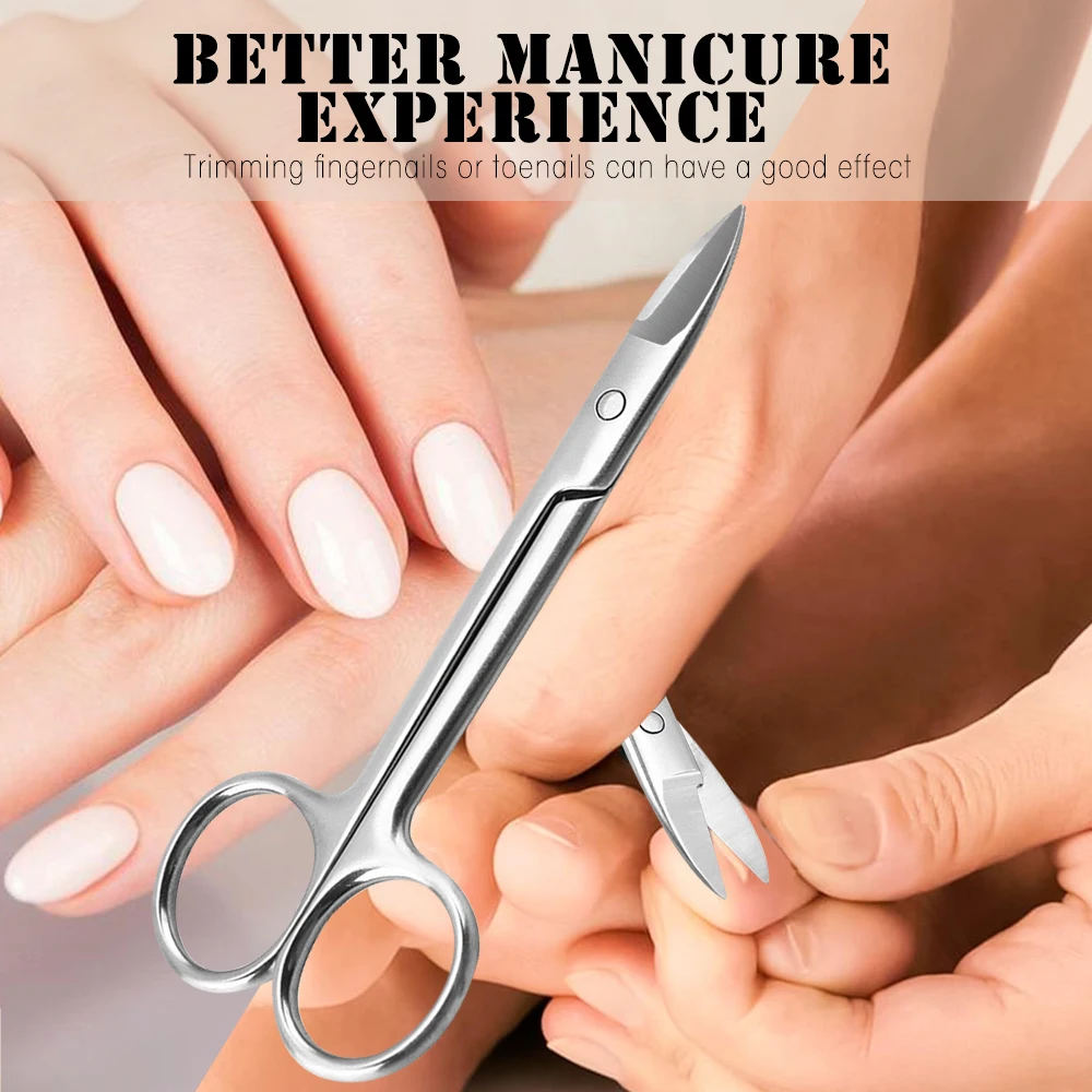1Pcs Nail Scissors Multi-purpose Stainless Steel Cuticle Pedicure Beauty for Eyebrow, Eyelash, Dry Skin Curved Blade