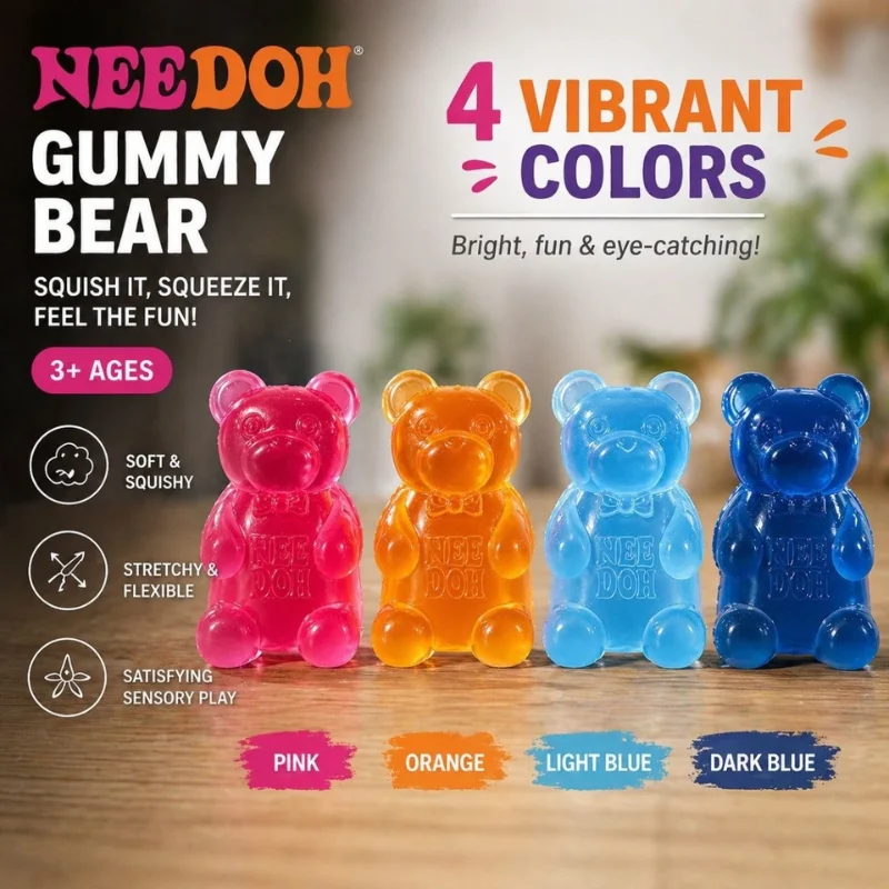 Schylling Nee Doh Quallen- & Süßbärchen-Spielzeug, Weiches Jelly-Squeeze-Stressabbau-Spielzeug, Sensorisches NeeDoh für Kinder & Erwachsene – Detail 6