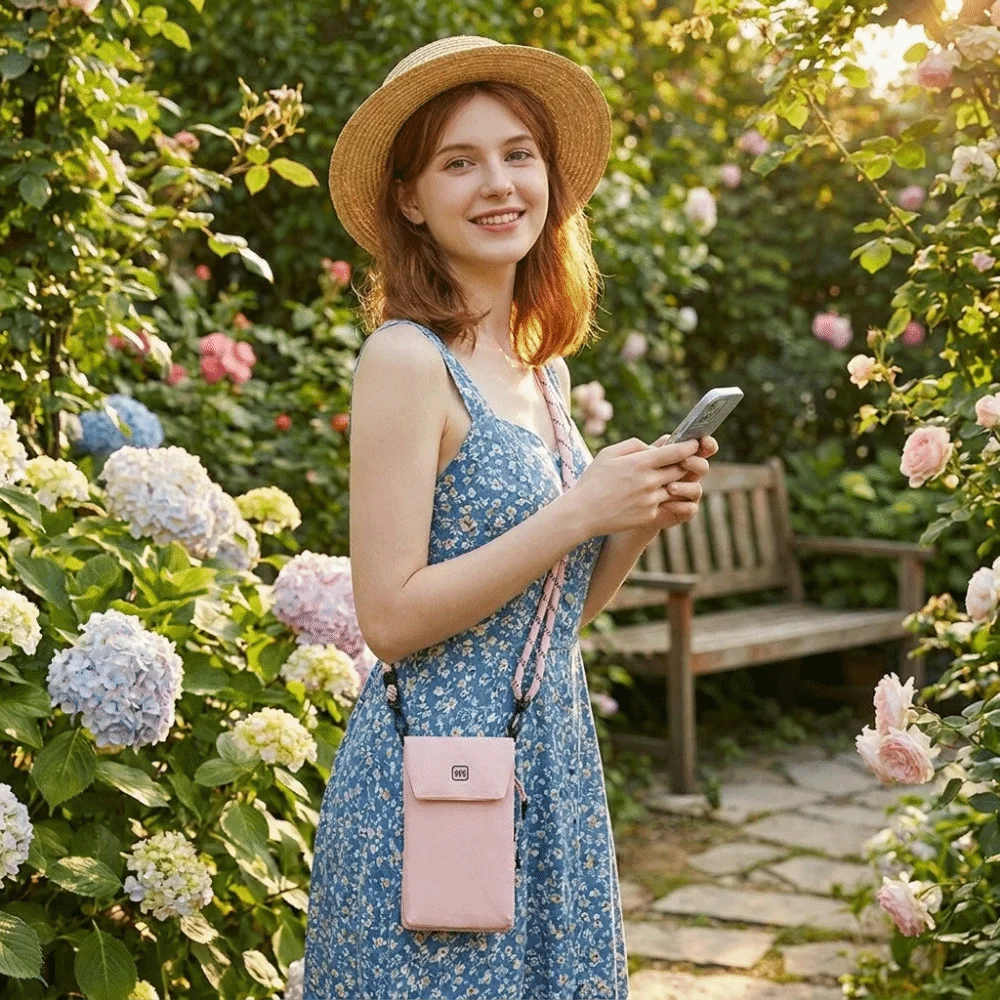 Fashion Nylon Mobile Phone Bag Lightweight Waterproof Crossbody Bag Vertical Storage Zipper Closure Phone Purse Women's Use view 4