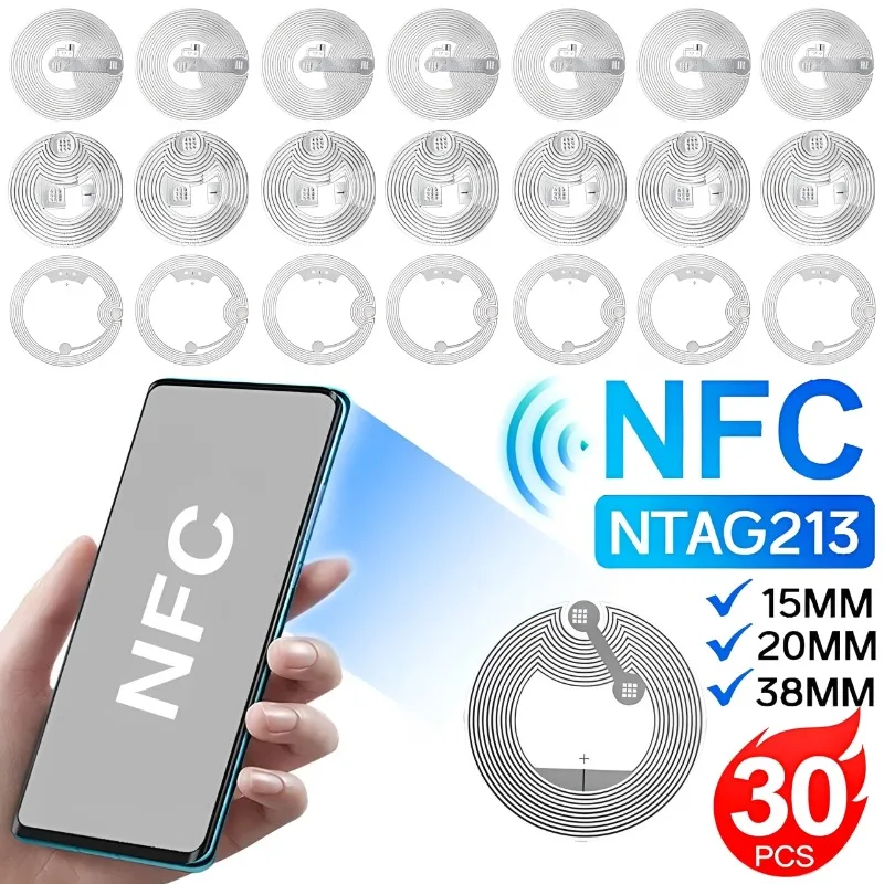 

38/20/15MM NFC Chip Sticker Ntag213 Electronic Tag Iso Shortcut Command Touch Sensor Connect WIFI Play Music 213 Tag Sticker