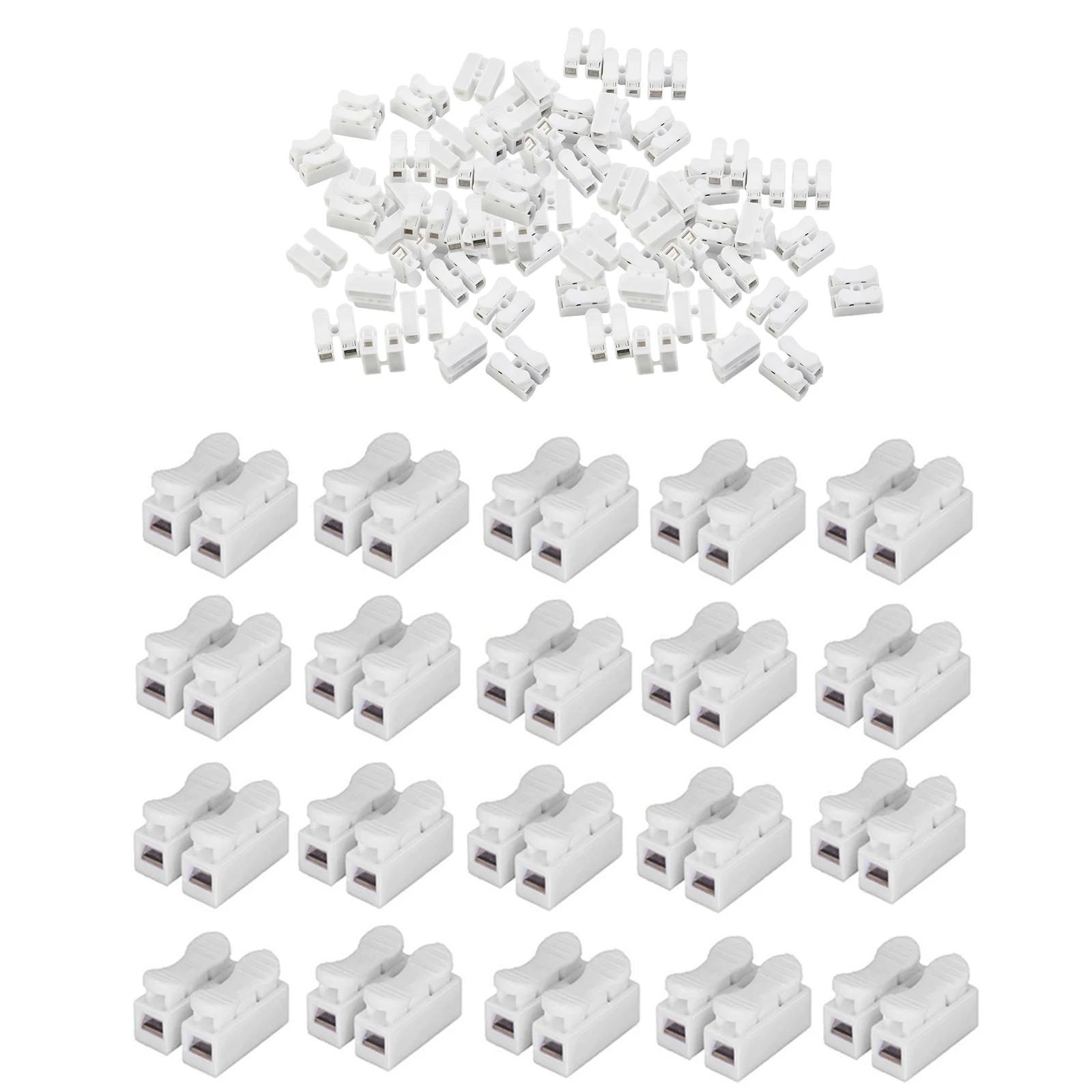 100pcs 10A 220V 2 Pin Push Quick Wire Cable Connector Kit White Wiring Terminal 0.3-2.5mm2 0.3-1.5mm2 Electrical Equipment