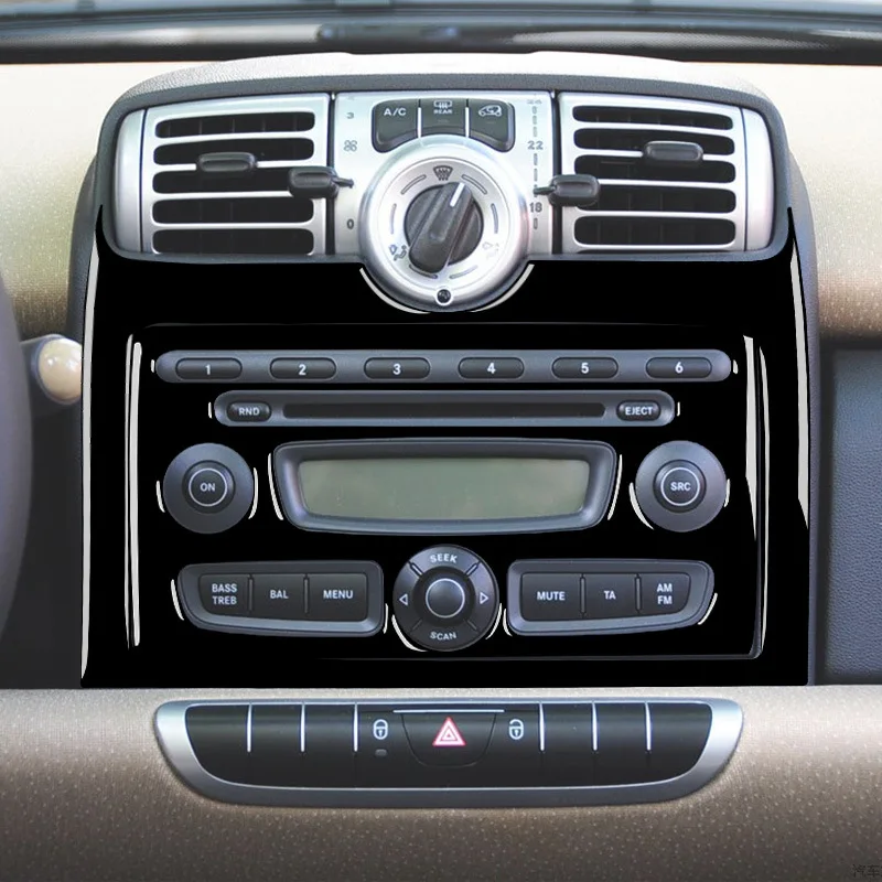 

Suitable for 08-10 Mercedes-Benz smart fortwo car interior modified piano black central control CD panel sticker