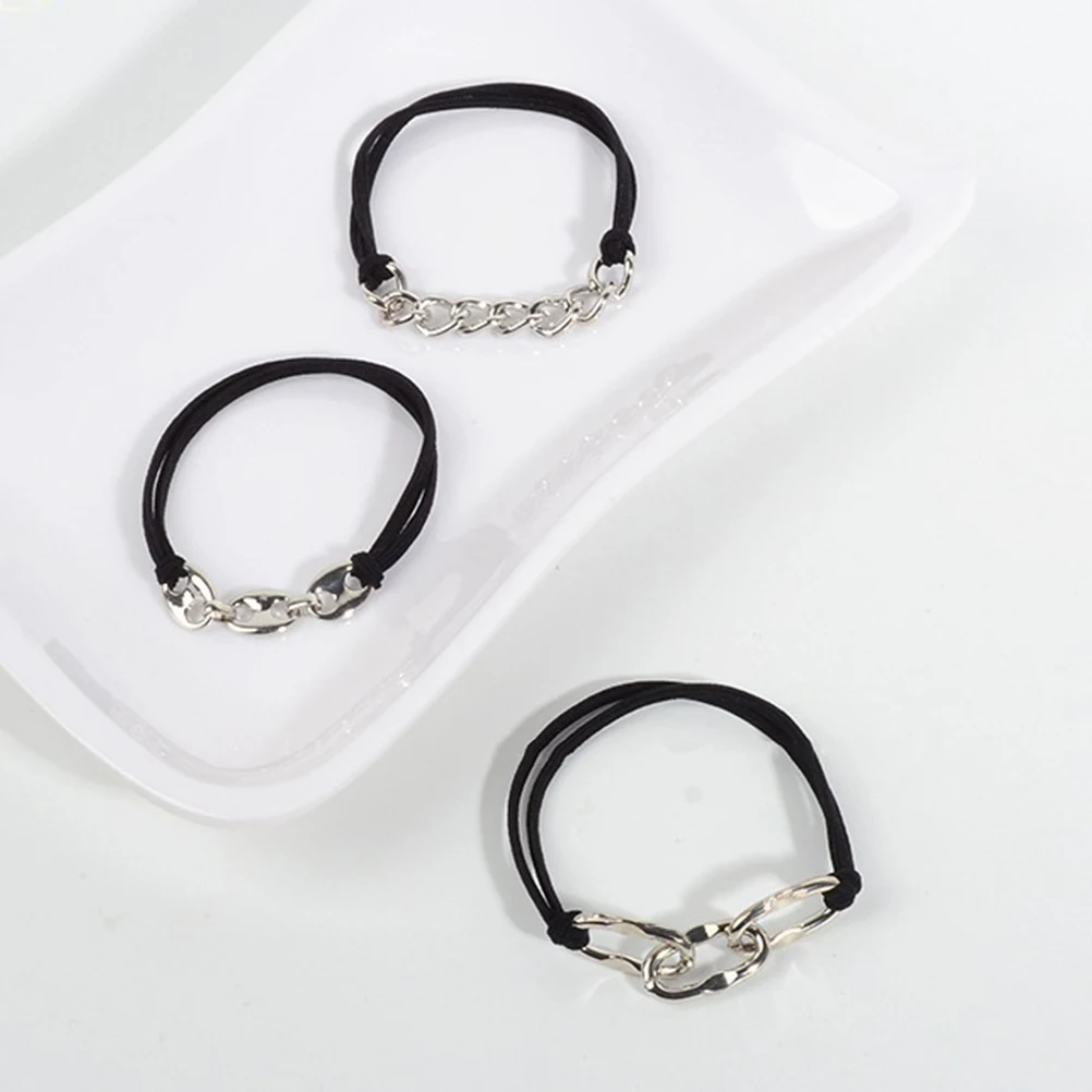 

3pcs Elastic Ties Clear Women Bracelets Ponytail Holders Rubber Band Bands Girls Hair Skin Minimalist Style Hair