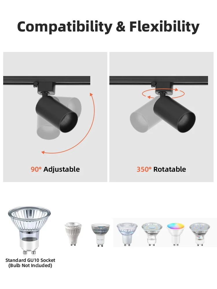 LED Spot Light GU10 Track Light Sets Bulb Replaceable Rails Lamp Black/White Max 30W Indoor Lamp For Clothing Shop Store Home