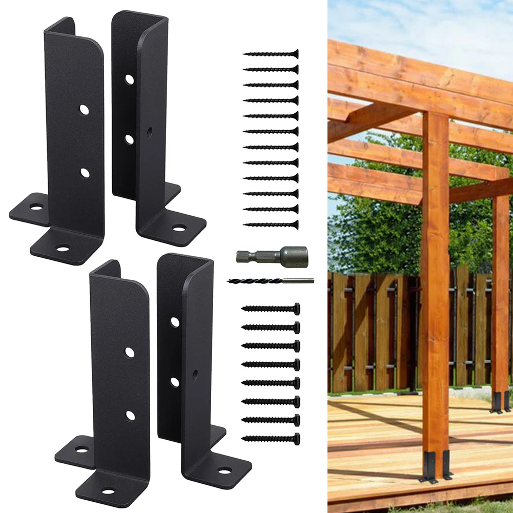 4Pcs Adjustable Deck Post Anchor Durable Base Brackets Fence Support For Pergola Fence Railing Mailbox Pavilion Garden Tool