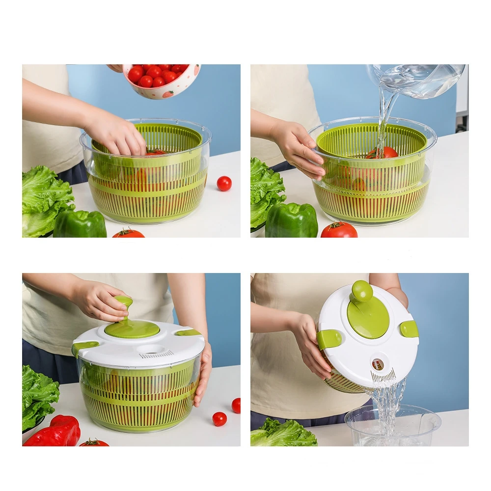 Kitchen Fruit And Vegetable Dehydrator 5 Liter Manual Turntable Safety Cover Lock Rotating Handle With Built In Drainage System