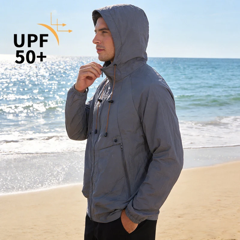 

Мужская летняя куртка из ледяного шелка с УФ-защитой, ультратонкая, дышащая, для активного отдыха, с карманами на молнии, для рыбалки