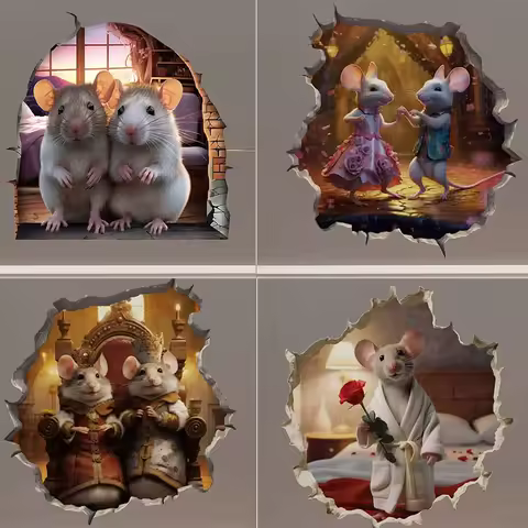 Cute Mouse Hole Wall Sticker,Easy-to-Use Self-Adhesive Decal for Bedroom,Kitchen, Living Room,Stairs-Adds Fun to Home Decor S488