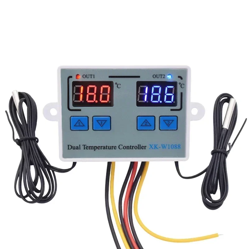 W1088 Dual LED Digital Temperature Sensor Meter Controller Electric Heating Thermostat 220V Aquarium Incubator Thermoregulator