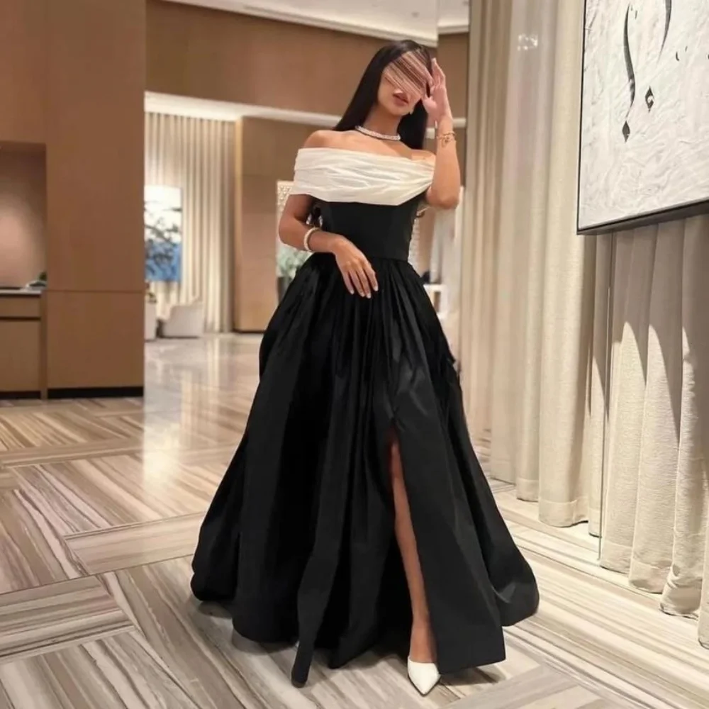 

Customized Elegant Modern Style Jersey Ruched A-line Off-the-shoulder Long Dresses Bespoke Occasion Dresses Formal High Quality