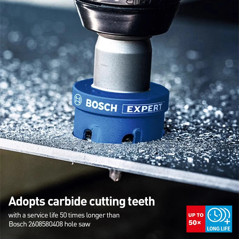 Bosch EXPERT Carbide Hole Saw, Fits Impact & Bench Drill, Cuts 3mm Stainless & 5mm Thin Steel, Long Life Tungsten Carbide
