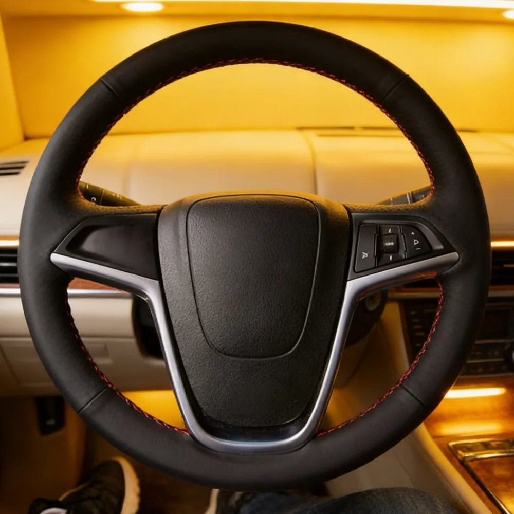 

Чехол на руль автомобиля на заказ 2012, Zafira Tourer Astra (J) 2010-2015, сшитый вручную кожаный чехол на руль для Opel Ampera