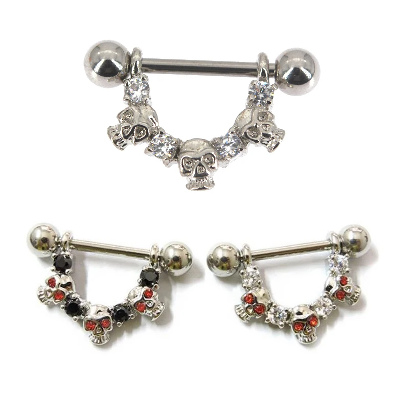 Крутой пирсинг в виде черепа для сосков, 1 шт., 14 г