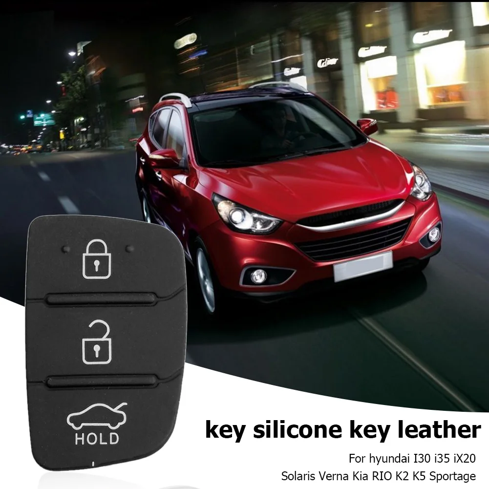 Remote Smart Car Key Focus Black 3 Button Flip Folding Car Key Shell Silicone Pad Replacement for Hyundai
