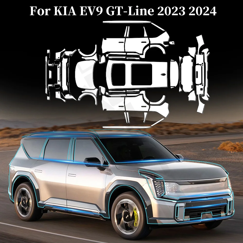 

Для KIA EV9 GT-Line 2023 2024, защитная пленка из ТПУ от царапин, предварительно вырезанная PPF кузов автомобиля, прозрачный бюстгальтер, устойчивые автомобильные аксессуары
