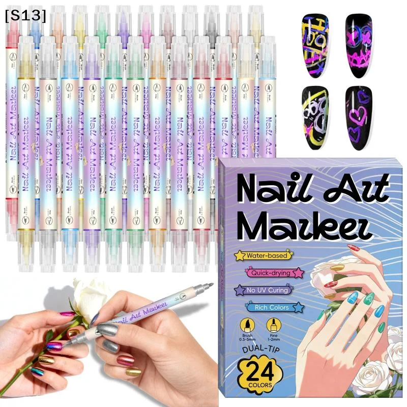 12/24 Color Nail Art Pens 0.5MM Nail Polish Pens Drawing Painting Point Liner Painted Pen Kit[S13]