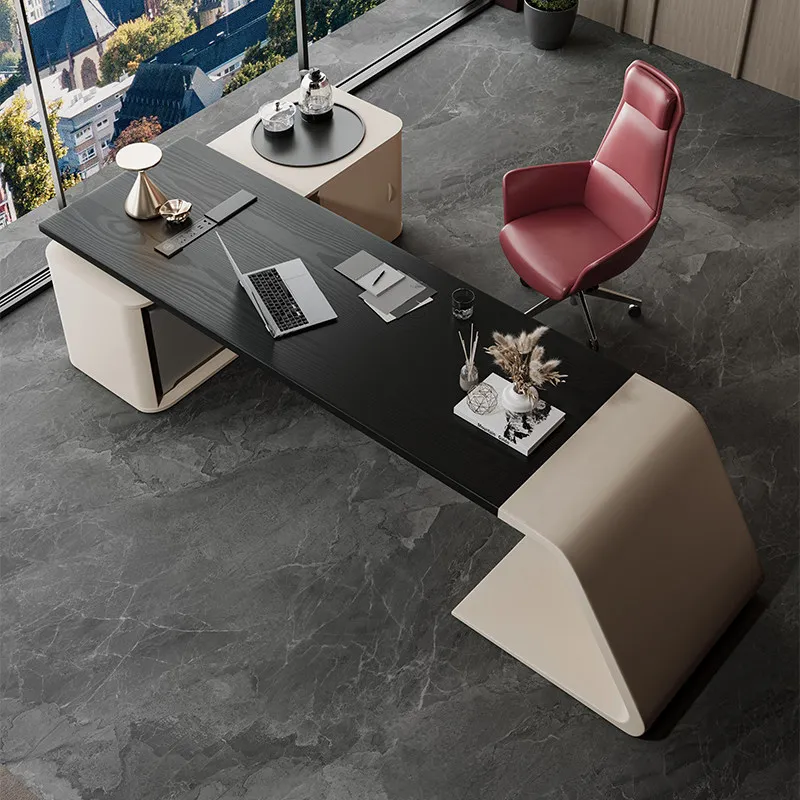 cl-Jizeng Solid Wood Office Desk Integrated Tea Table Modern Minimalist Executive Desk Large Light Luxury High-End Feel*