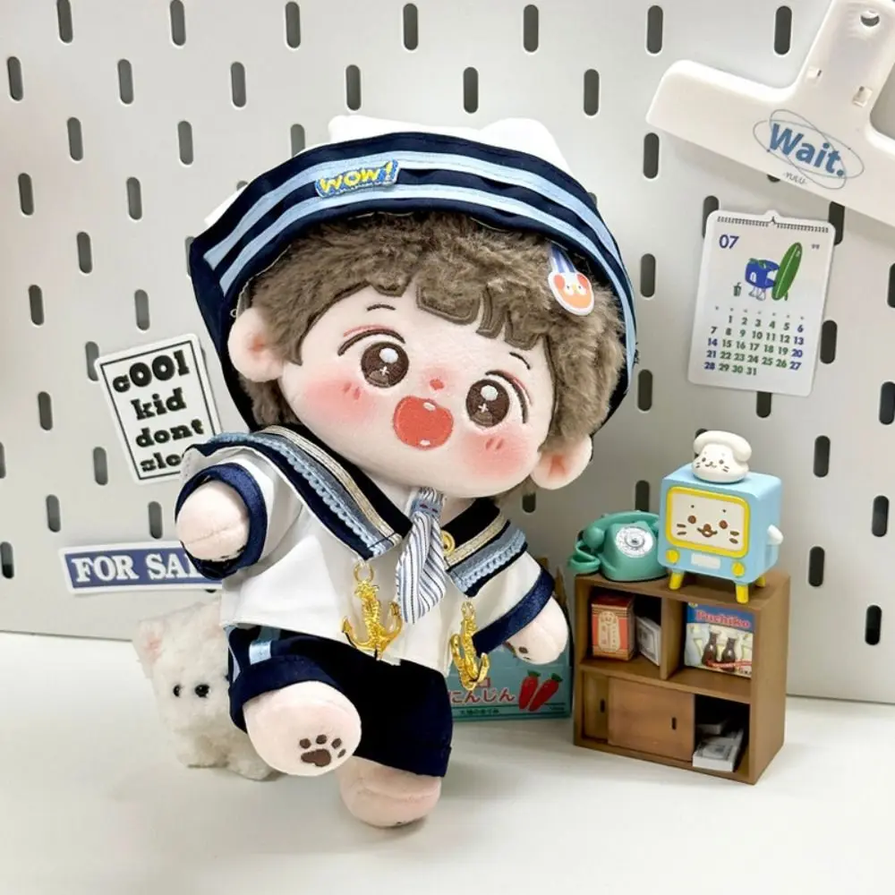 

Navy Sailor Suit Cotton Doll Dress Sweet Skirt Dress Up 20cm Cotton Doll Clothes Headwear Lovely Idol Dolls Skirt