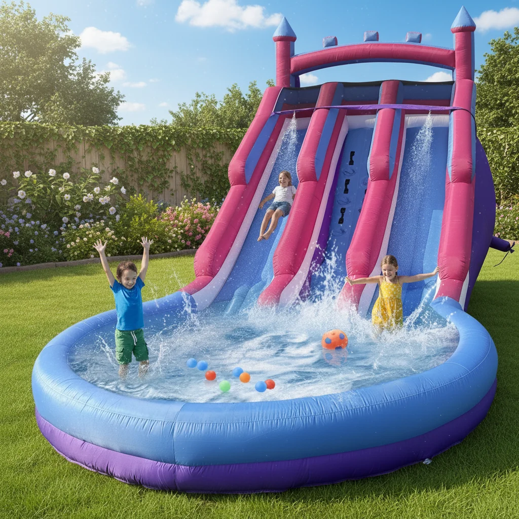 

Inflatable Water Slide Commercial Water Slide Splash Pool Backyard Outdoor Fun Bouncy Water Park Water slide for Kid