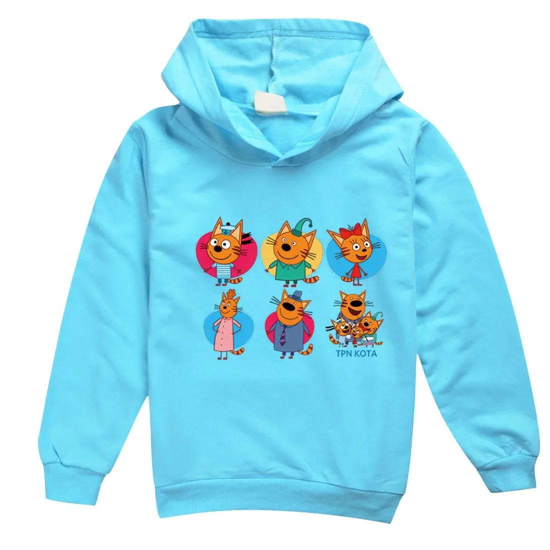 Minha família Três gatos felizes moletons, Casacos de algodão com capuz infantil, Roupas da moda para meninos e meninas, Russo