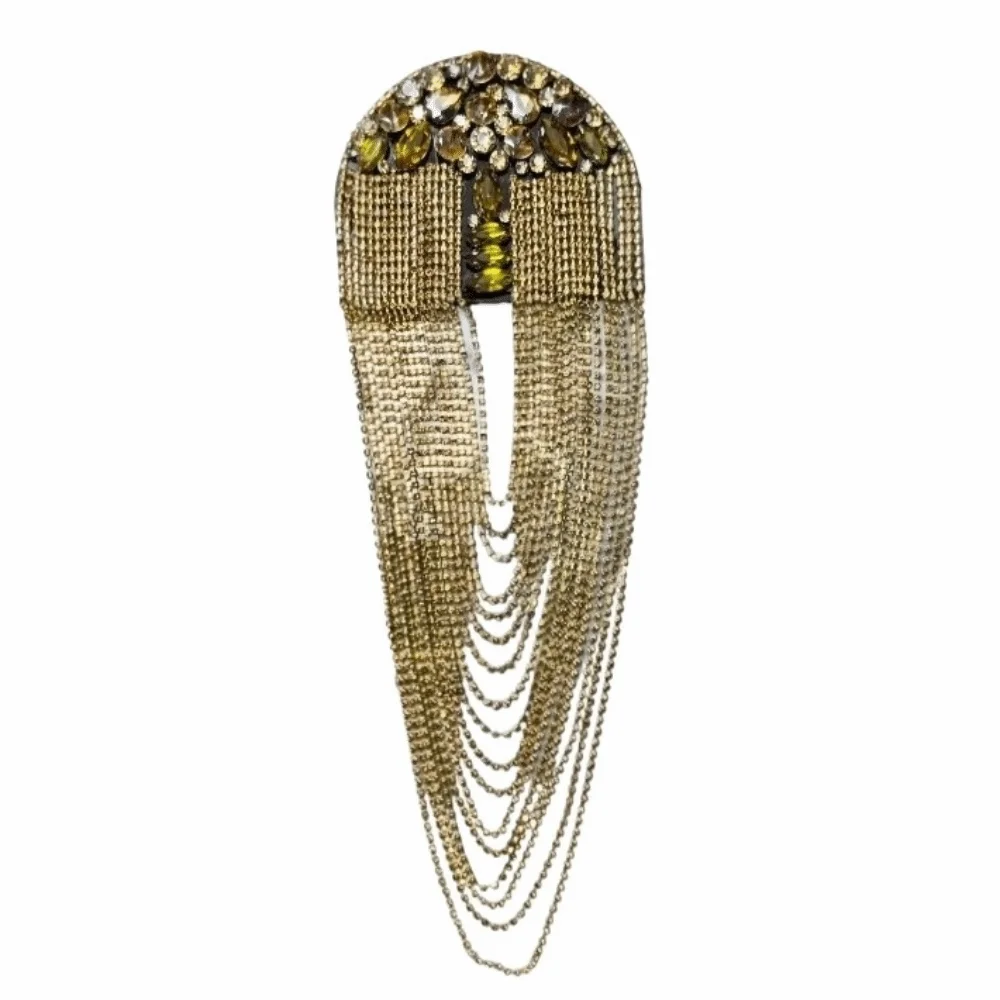 Alloy Tassel Epaulettes Rhinestone Shiny Shoulder Board Decorative Lightweight Shoulder Mark Stage Performance