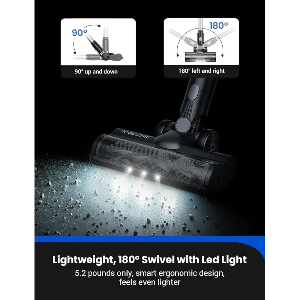 Cordless Wet Dry Vacuum Cleaner 45Kpa Suction Lightweight Stick Vacuum Mop Combo LED Display 50Min Runtime HEPA Filter