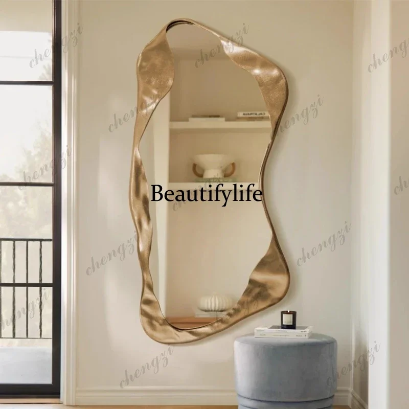 Wall Vintage Frame Abnormity Irregular Mirror High End Dressing Home Decorations Gold Spiegel Wand Design Light Luxury Mirror