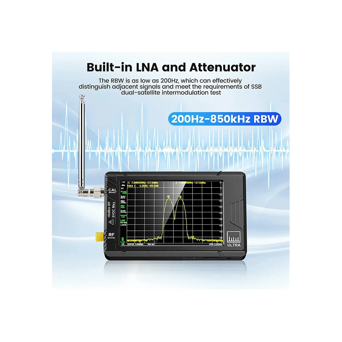 Imagem -03 - Analisador de Freqüência Handheld Tiny SA Ultra Polegada 100khz53 Ghz Adicionar 32gb Card Network Tester