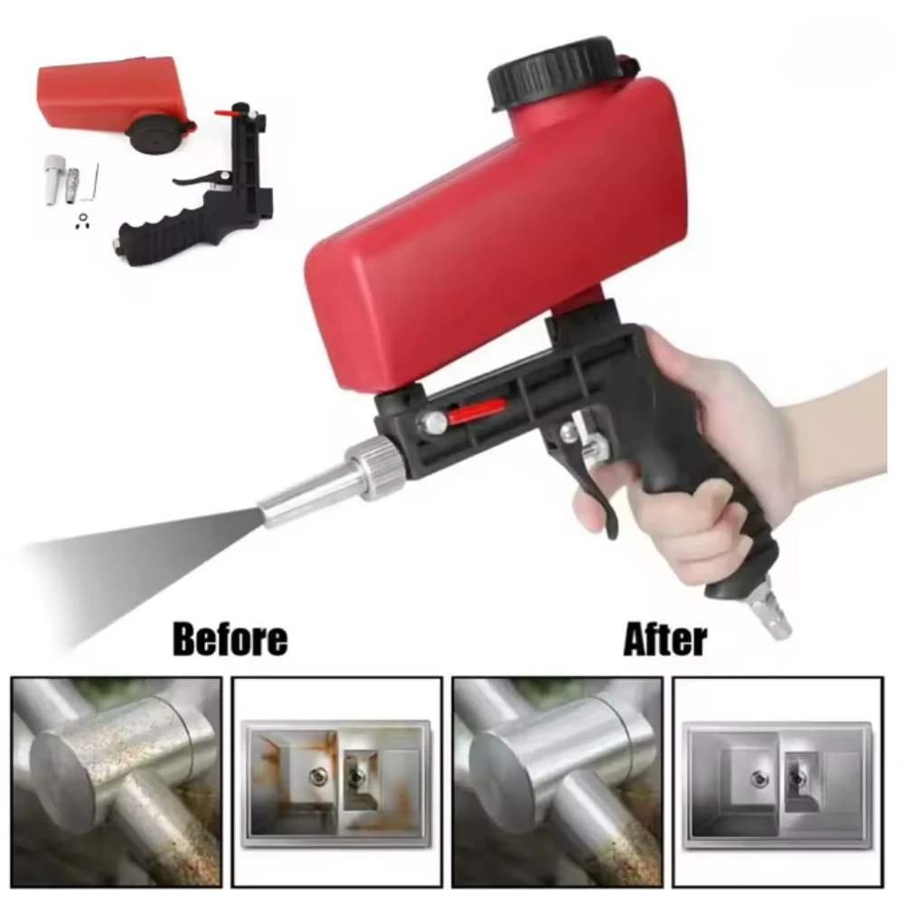 آلة تفجير الرمل الهوائية المحمولة القابلة للتعديل مسدس السفع الرملي الهوائي لتلميع إزالة الصدأ المعدني