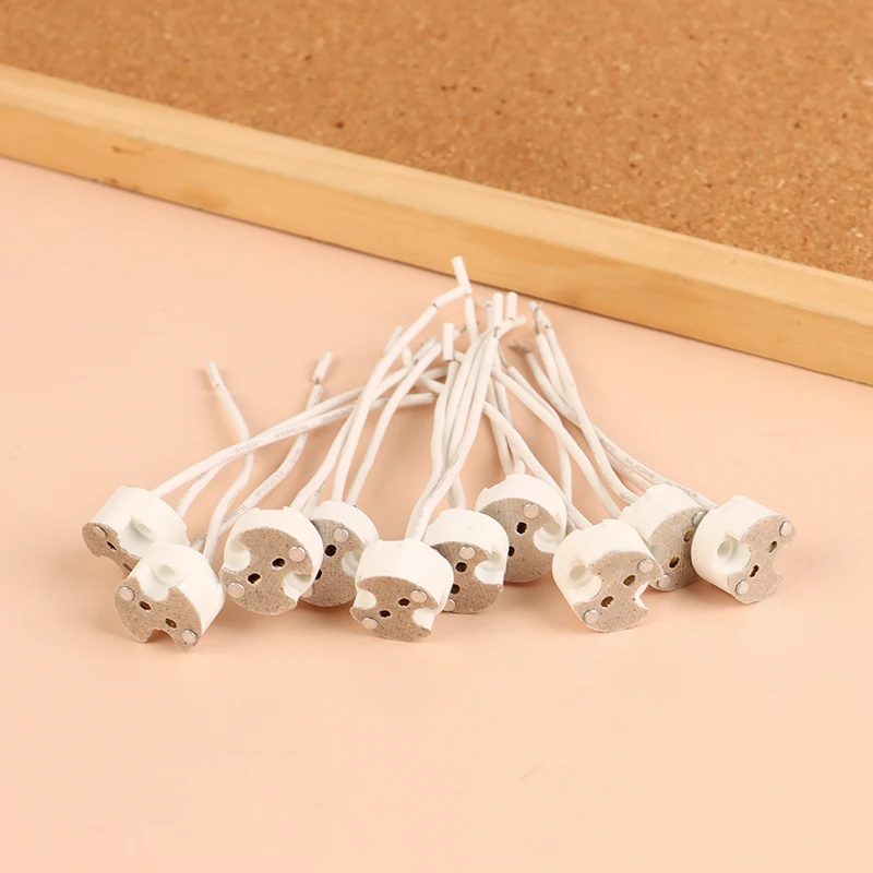 NEW SALE 10Pcs MR16 G5.3 Lamp Base Connector Cable Lamp Socket Ceramic Holder MR16 Lamp Fitting Fix Holder 10CM Silicone Cable