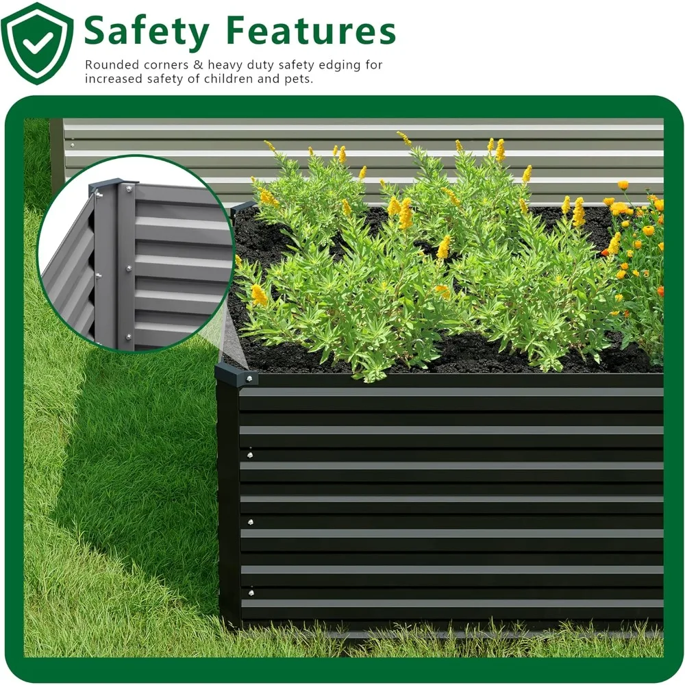 

Galvanized Raised Garden Bed Kit Outdoor 12x4x2FT Metal Planter Box for Vegetables Herbs Flowers
