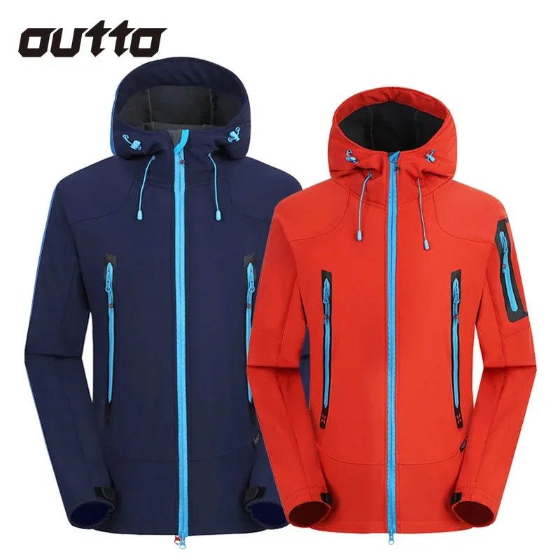 

Outdoor Soft Shell Charge Jacket Men Waterproof Breathable Plush Thickening Hooded Jackets Hiking Camping Fishing Climbing Coats