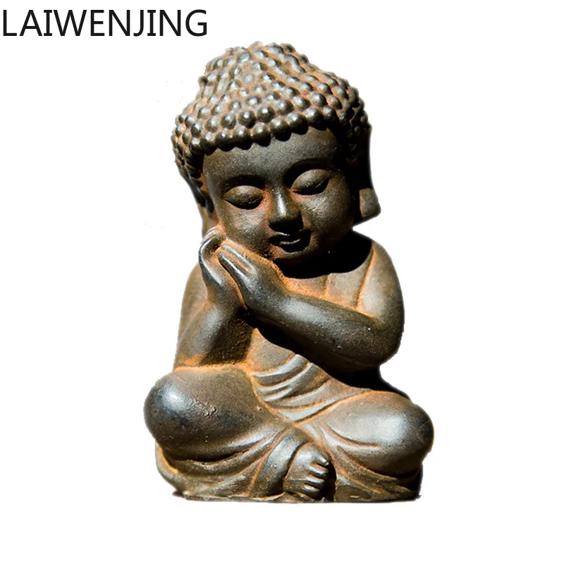 MJY Modern Minimalist Chinese Zen Creative Buddha Statue Small Ornament Cast Iron