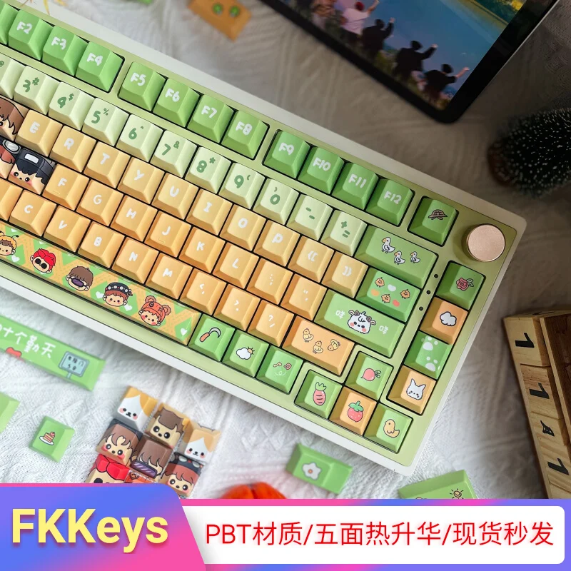 FkkeysTen Diligent Keycaps Customized Sublimation PBT Cherry Profile Key Cap Cute Cartoon Anime Original Design Artisan Key Caps