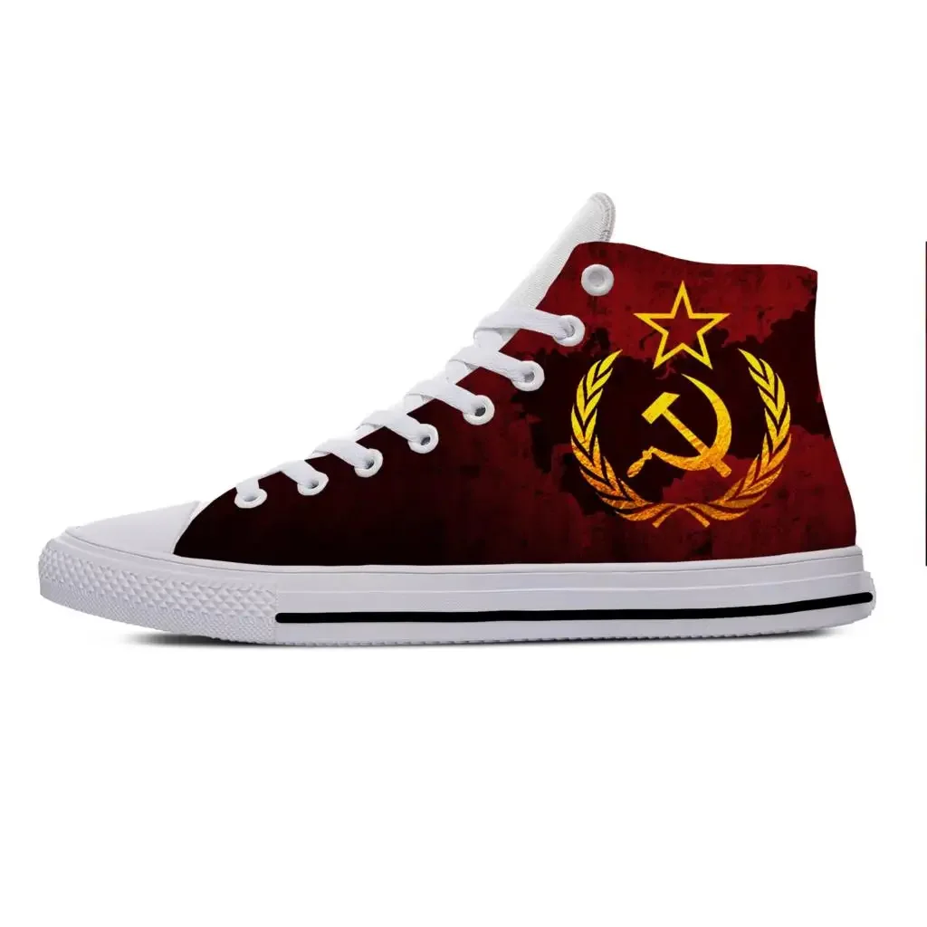 

CCCP Russian Russia USSR Soviet Union Cool Funny Casual Cloth Shoes High Top Lightweight Breathable 3D Print Men Women Sneakers