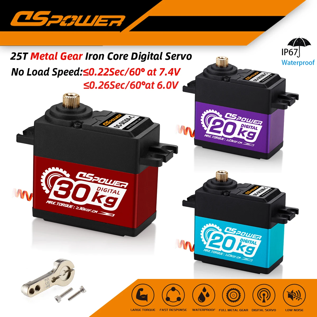 

DSpower 20/30KG Servo Metal Gear Waterproof Servos for 1/8 1/10 Wltoys TRX4 Axial Scx10 Arrma 104001 RC Car 180/300° Ready Stock