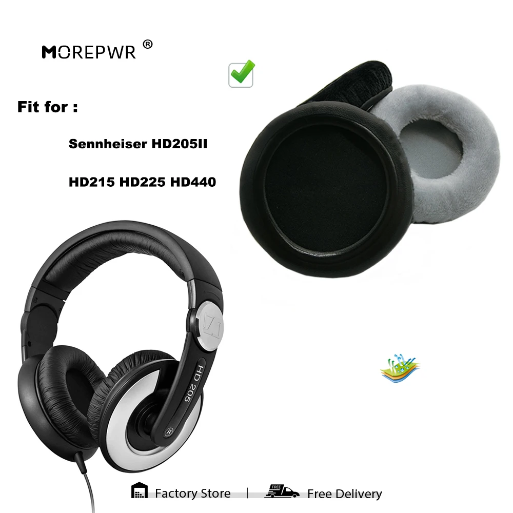 Vervanging Oorkussens voor Sennheiser HD205II HD215 HD225 HD440 Headset Onderdelen Lederen Kussen Fluwelen Oorbeschermer Oortelefoon Sleeve Cover