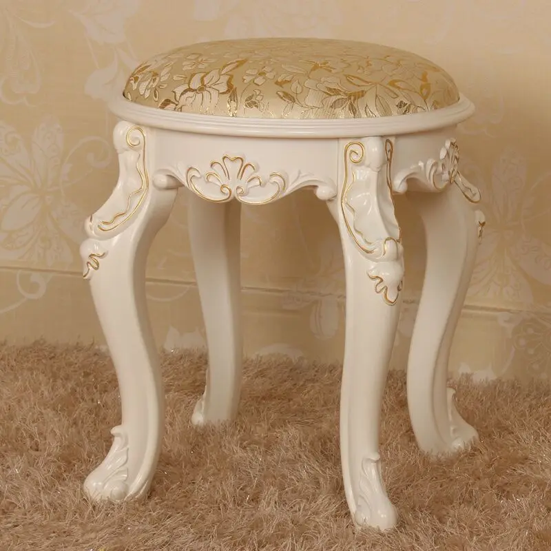 European round dressing stool makeup stool piano stool simple small  sofa ivory white dining table