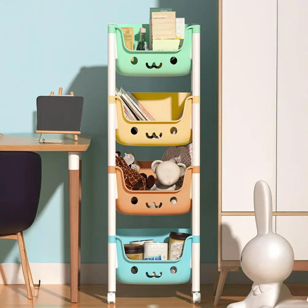 2/3/4 Tier Rolling Cart With Wheels Multifunctional Utility Organizer Cart Kitchen Bathroom Living Room Snacks Storage Rack
