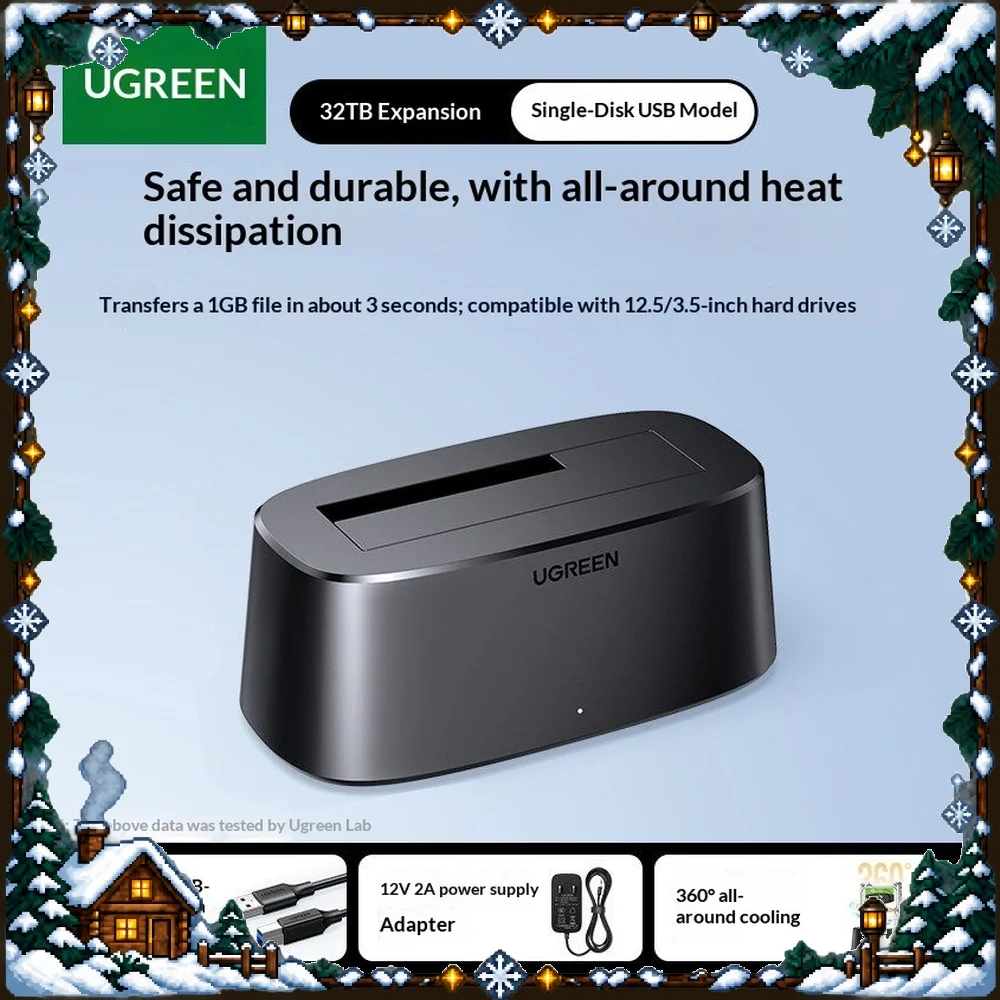 UGREEN CM197 USB 3.0 to SATA Hard Drive Docking Station 3.5 Inch 32TB External HDD Case for PC